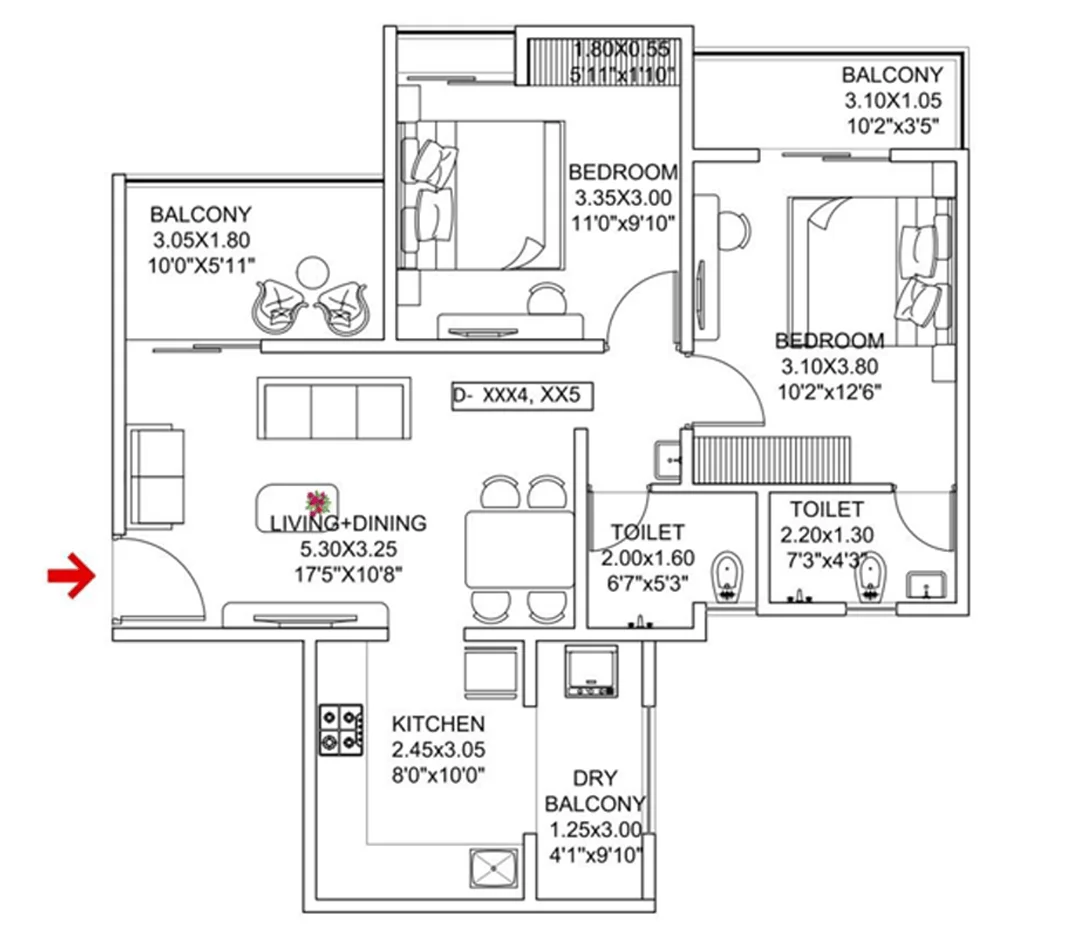 Palm Springs Wakad 2 BHK