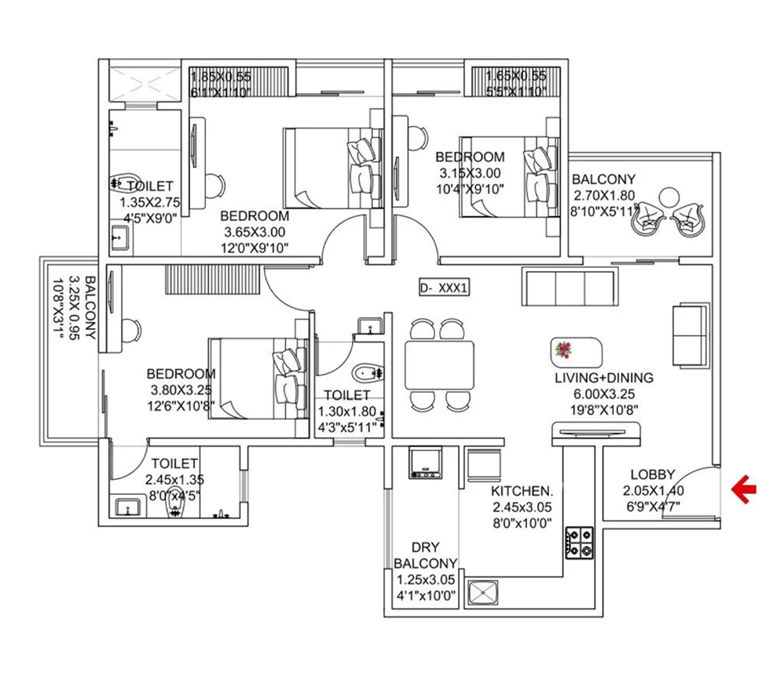 Palm Springs Wakad 3 BHK